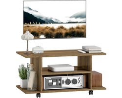 TEKROA® TV meubels - Moderne tv-kast - met opbergplanken - Maximale belasting 25 kg - Met wielen - 40H x 80W x 40D cm - bruin
