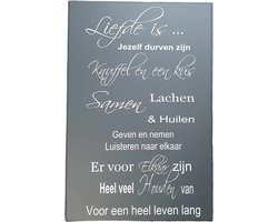 Tekst - spreukebord - liefde is - wallart - decoratieve - wandbord