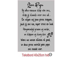 Tekst - Wand bord Lieve Papa Vader Vaderdag Spreukbord Quotebord Cadeau Geschenk Verjaardag Spreuken Spreuk Quoteborden Wand Quote Bord Muur Decoratie Hout Handgemaakt Kleur Licht Grijs met zwarte opdruk
