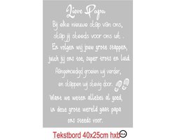 Tekst - Wand bord Lieve Papa Vader Vaderdag Spreukbord Quotebord Cadeau Geschenk Verjaardag Spreuken Spreuk Quoteborden Wand Quote Bord Muur Decoratie Hout Handgemaakt Kleur Licht Grijs met witte opdruk