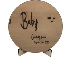 Tekstbord baby coming soon | aankondiging zwangerschap | baby | baby op komst | zwanger | cadeau voor zwangerschap | bekendmaking | kraamkado | pregnancy announcement