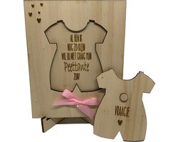 Tekstbord en puzzel PEETTANTE | roze | romper | peettante vragen | peettante worden | cadeau | meter vragen | meter worden