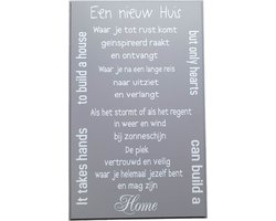 Tekstbord Nieuw Huis Housewarming Samenwonen Huisparty Wandbord- Spreukbord Quotebord Cadeau Geschenk - Spreuken- Quotebord- Wand Quote Bord Muur Wall art -Decoratie -Hout Handgemaakt