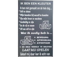 Tekstbord - spreuken bord ik ben een kleuter - spelen - wall art
