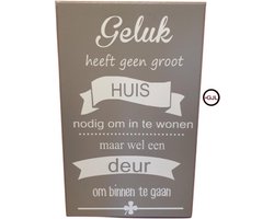 Tekstbord - wandbord Spreukbord Quotebord Nieuw Huis Deur Geluk  Cadeau Geschenk Vaderdag Moederdag Verjaardag Spreuken Spreuk  Quoteborden - Wand - Decoratie - Quote - Bord - Muur- Decoratie -Hout -Tekst -Handgemaakt