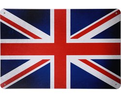 Tekstborden – Engelse vlag - Wandbord – Metalen bordjes mancave – Metalen wandbord – Mancave decoratie – Metal sign – Reclame bord – Mancave – 20 x 30cm – Cave & Garden