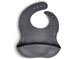 Telano® Slabbetje met Opvangbakje Donkergrijs - Siliconen Slabber Baby Peuter - Verstelbaar en Waterproof - Kraamcadeaus Jongen - Meisje