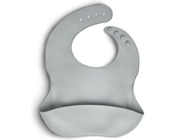 Telano® Slabbetje met Opvangbakje Lichtgrijs - Siliconen Slabber Baby Peuter - Verstelbaar en Waterproof - Kraamcadeau Jongen - Meisje
