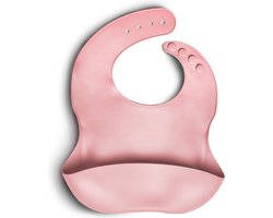 Telano® Slabbetje met Opvangbakje Roze - Siliconen Slabber Baby Peuter - Verstelbaar en Waterproof - Kraamcadeau Jongen en Meisje