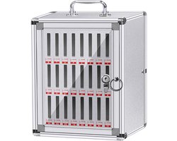 Telefoon Kast - Opbergbox Met Slot - Veilig Opbergen - Wandmontage Mogelijk - 28 x 20 x 38cm - Zilverkleurig