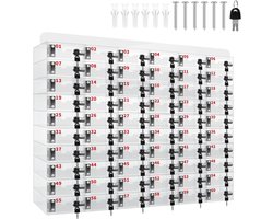 Telefoon Locker - Opbergkast Mobiel - Afleiding Minimaliseren - 60 Afsluitbare Sleuven - 62 x 18.5 x 52.8 cm - Helder