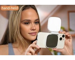 Telefoon Spiegel met LED Licht & Houder – Selfie Spiegel voor Smartphone – Opklapbare Make-up Spiegel met Verlichting – Handheld Telefoon Accessoires-draagbare oplaadbare led vullichtspiegel met verstelbare helderheid magnetische telefoon houder acce