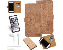 Telefoonhoes Kurk - Beschermhoes Portemonnee - Dagelijks Gebruik - Natuurlijk Materiaal - Met Koptelefoon - Bruin