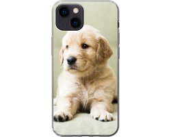 Telefoonhoesje Geschikt voor iPhone 13 mini hoesje - Golden Retriever puppy liggend op de bank - Siliconen Telefoonhoesje Telefoonhoesje