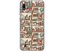 Telefoonhoesje Geschikt voor Samsung Galaxy A10 hoesje - Kat - Boek - Kast - Jongens - Meisjes - Kinderen - Kind - Siliconen Telefoonhoesje Telefoonhoesje