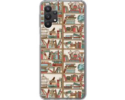 Telefoonhoesje Geschikt voor Samsung Galaxy A32 5G hoesje - Kat - Boek - Kast - Jongens - Meisjes - Kinderen - Kind - Siliconen Telefoonhoesje Telefoonhoesje