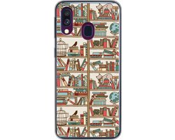Telefoonhoesje Geschikt voor Samsung Galaxy A40 hoesje - Kat - Boek - Kast - Jongens - Meisjes - Kinderen - Kind - Siliconen Telefoonhoesje Telefoonhoesje