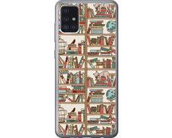 Telefoonhoesje Geschikt voor Samsung Galaxy A52 5G hoesje - Kat - Boek - Kast - Jongens - Meisjes - Kinderen - Kind - Siliconen Telefoonhoesje Telefoonhoesje