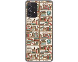 Telefoonhoesje Geschikt voor Samsung galaxy a73 hoesje - Kat - Boek - Kast - Jongens - Meisjes - Kinderen - Kind - Siliconen Telefoonhoesje Telefoonhoesje