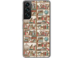 Telefoonhoesje Geschikt voor Samsung Galaxy S22 hoesje - Kat - Boek - Kast - Jongens - Meisjes - Kinderen - Kind - Siliconen Telefoonhoesje Telefoonhoesje