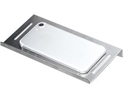 Telefoonhouder Badkamer - Papierhouder Rek - Spullen Opbergen - Roestvrij Staal - 20 x 11 cm - Geborsteld Metaal