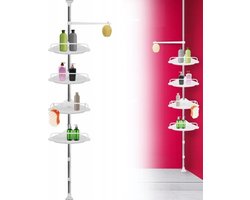 Telescopisch Douche Rek - Verstelbaar Hoekrek - Staand Wand Douchemand Wandrek - Badkamer Rek