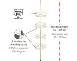Telescopisch Hoekrek voor Badkamer - Verstelbaar en Ruimtebesparend met 4 Planken