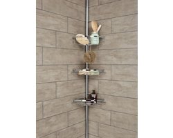 Telescopisch RVS doucherek - in hoogte verstelbaar - badkamerrek - 3 mandjes