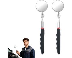Telescopische inspect mirror set – 360° draaibare ronde spiegel – Uittrekbare handgreep 24.5-72 cm – Inspectietool voor moeilijk bereikbare plekken – Voor auto en werkplaats – Perfect voor onderhoud en reparaties