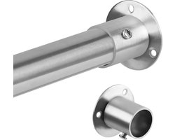 Telescopische kaststang 70-103 cm zilver | Uittrekbare kledingstang met klemmen Kledingkast