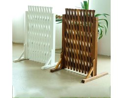 Telescopische Tuinomheining - Uitbreidbaar Houten Rooster - Planten Ondersteunen - Vrijstaande Kamerverdeler - 160x80cm - Wit