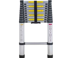 Telescopische Vouwladder - Telescopische Ladders - Soft Close - Werkhoogte 3,2 m - zilverachtig