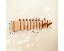 Telestore - Piano kapstok - Stijlvolle Wandkapstok met Inklapbare Haken – Ruimtebesparend & Elegant - 10 haken - Walnoot / licht eiken hout