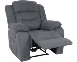 Televisiefauteuil MCW-J57, XXL-relaxfauteuil, tv-ligfauteuil, Nosag-vering, suède-look stof/textiel, tot 200 kg ~ grijsblauw