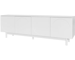 Televisiekast opbergkast zijkast geschikt voor televisies van 50-59 inch met 4 deuren en verstelbare plankjes modern minimalistisch design met een subtiele luxe uitstraling 175 x 38 x 56 cm wit