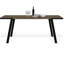 Temahome - Eettafel - Walnoten tafelblad - Zwart metalen onderstel