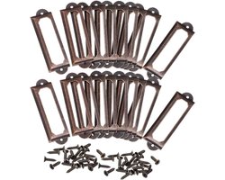 TEMGoods - Naamkaart Labelhouder Labelframe 52mm x 21mm - Metalen Labelhouder voor Kantoor Archiefkast - Lade Naamkaart Kast - Timmerman Reparatie Decoratie - Rood Brons