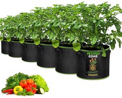 TEMGoods - Plantenkweekzakken voor groenten, bloemen en kruiden - Set van 6 - 5 gallon - Ademende stof - Voor buitenkweek - Met handgrepen