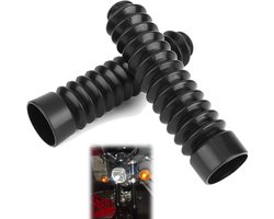 TEMGoods - Universele Rubberen Vork Cover Slobkousen voor Motorfiets en Fiets, Zwart - Set van 2 stuks met Vork Guards en Stofkap