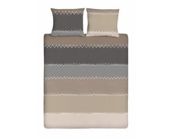 Ten Cate Dekbedovertrek - Dekbedovertrek 140 x 200 - Dekbedovertrekken - Dekbedovertrek 1 persoons - Zigzag Taupe