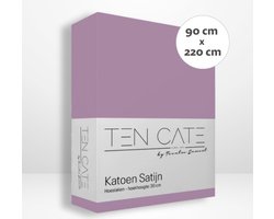 Ten Cate Hoeslaken - Hoeslaken 90x220 - Katoensatijn - Hoeslakens - Geschikt voor boxspring en matras - Hoekhoogte 35cm - Elastiek Rondom - Strijkvrij - Paars