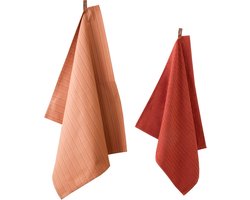 Ten Cate Keukenhanddoeken Set - 1x Keukendoek 50x50 & 1x Theedoek 60x65 - Terra