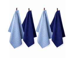 Ten Cate Keukenhanddoeken Set – 4-delig – 2x Keukendoek 50x50 cm & 2x Theedoek 60x65 cm – 100% Katoen – Blauw