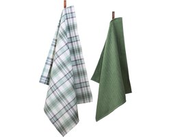 Ten Cate Theedoeken en Keukendoeken Set - Theedoeken en Handdoeken Set - Keukenset Theedoeken en Keukendoek - Keukendoek - Theedoek - 1x Keukendoek 50x50 cm - 1x Theedoek 60x65 cm - Katoen - Lichtgroen