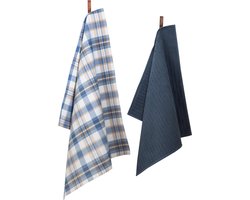 Ten Cate Theedoeken en Keukendoeken Set - Theedoeken en Handdoeken Set - Keukenset Theedoeken en Keukendoek - Keukendoek - Theedoek - 1x Keukendoek 50x50 cm - 1x Theedoek 60x65 cm - Katoen - Donkerblauw