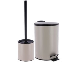 Tendance Badkamer accessoires set - 2-delig - Urban Stone - taupe - toiletborstel/prullenbak
