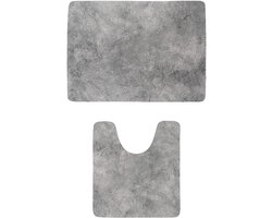 Tendance badkamer matten set Calm Concrete - toiletmat/badmat - microfiber - antislip