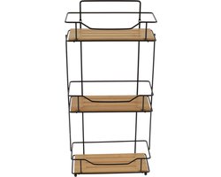Tendance Badkamer organizer - zwart - metaal/hout - 3 lagen - 57 x 27 x 12 cm - doucherek