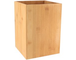 Tendance Badkamer prullenbak - 7.5L - licht bruin - bamboe - 26 cm
