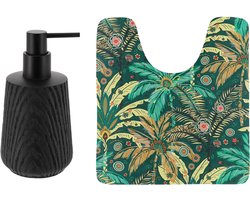 Tendance badkamer set Jungle Fever - toiletmat/zeepdispenser - microfiber - antislip